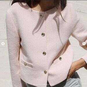 ZARA TEXTURED ROUND COLLAR BLAZER Size S NEW WITH TAG!